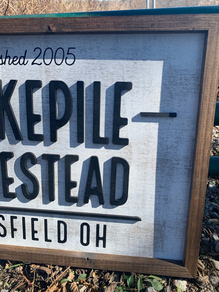 Last Name Homestead Sign with 3D Lettering